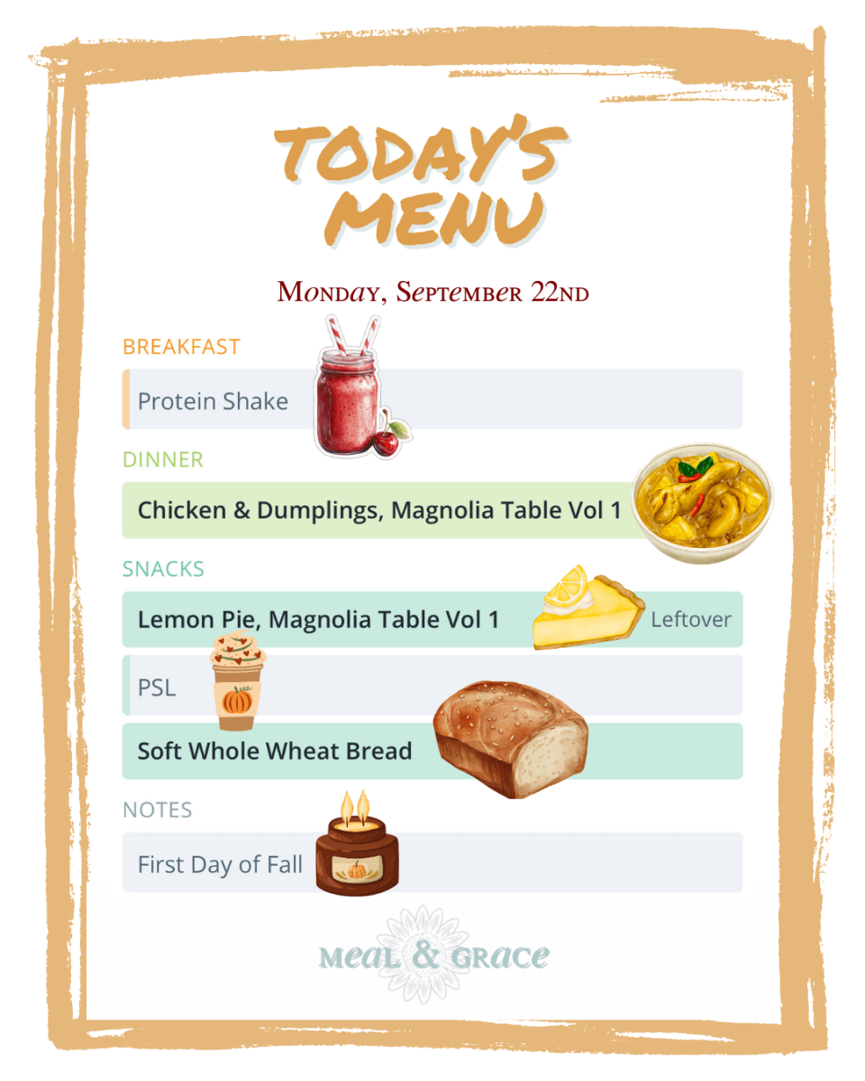 Monday, September 22, 2025 Menu thumbnail