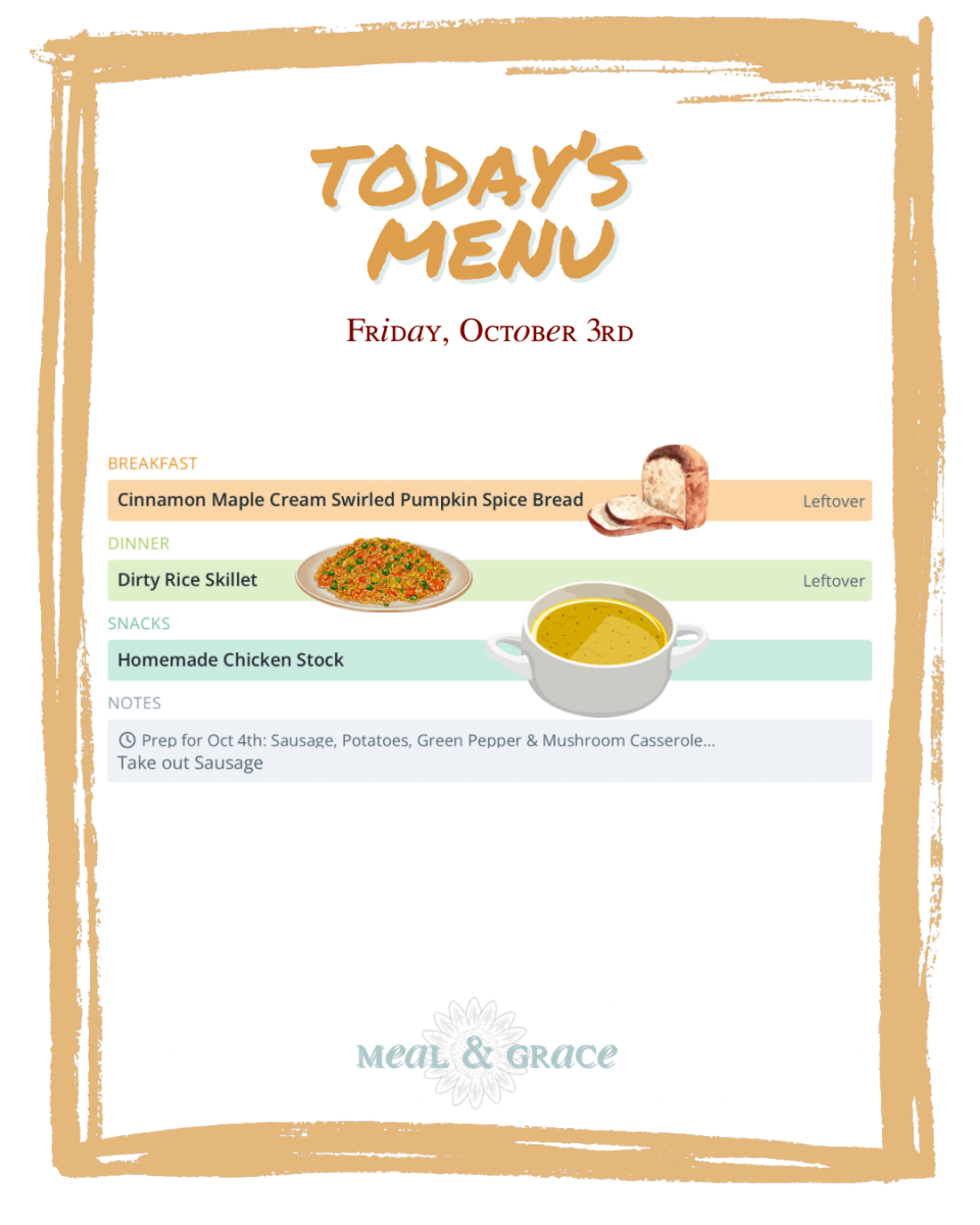 Friday, October 3, 2025 Menu thumbnail