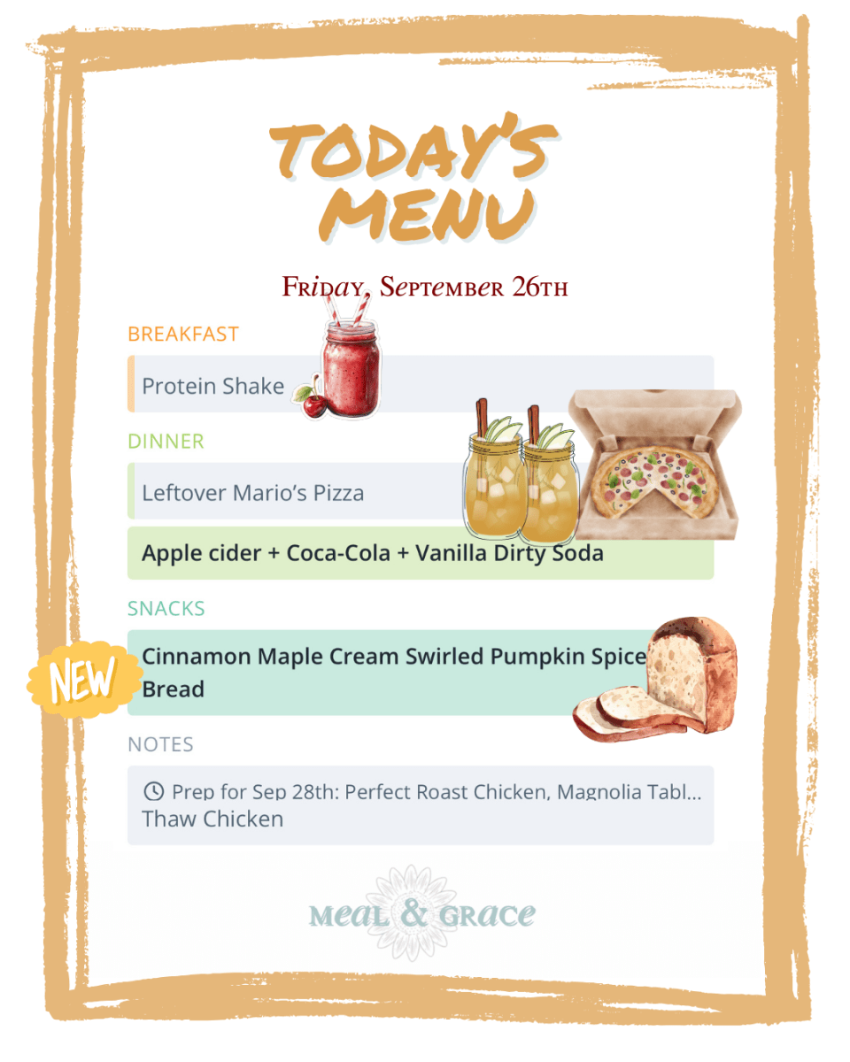 Friday, September 26, 2025 Menu thumbnail