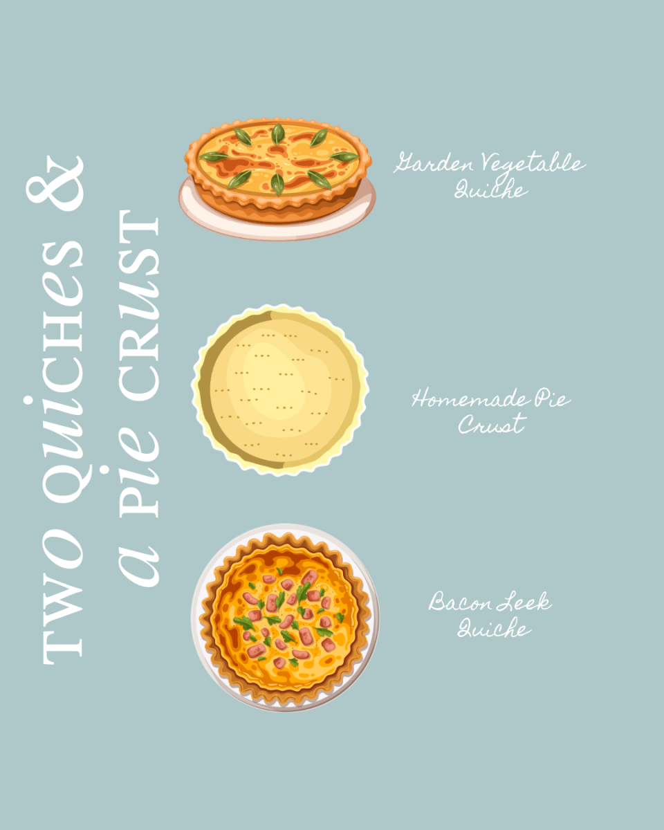 The Jeanie Jo & Joanna Project Recipes 105-107 of 457: Homemade Pie Crust, Bacon Leek Quiche, and Garden Vegetable Quiche thumbnail