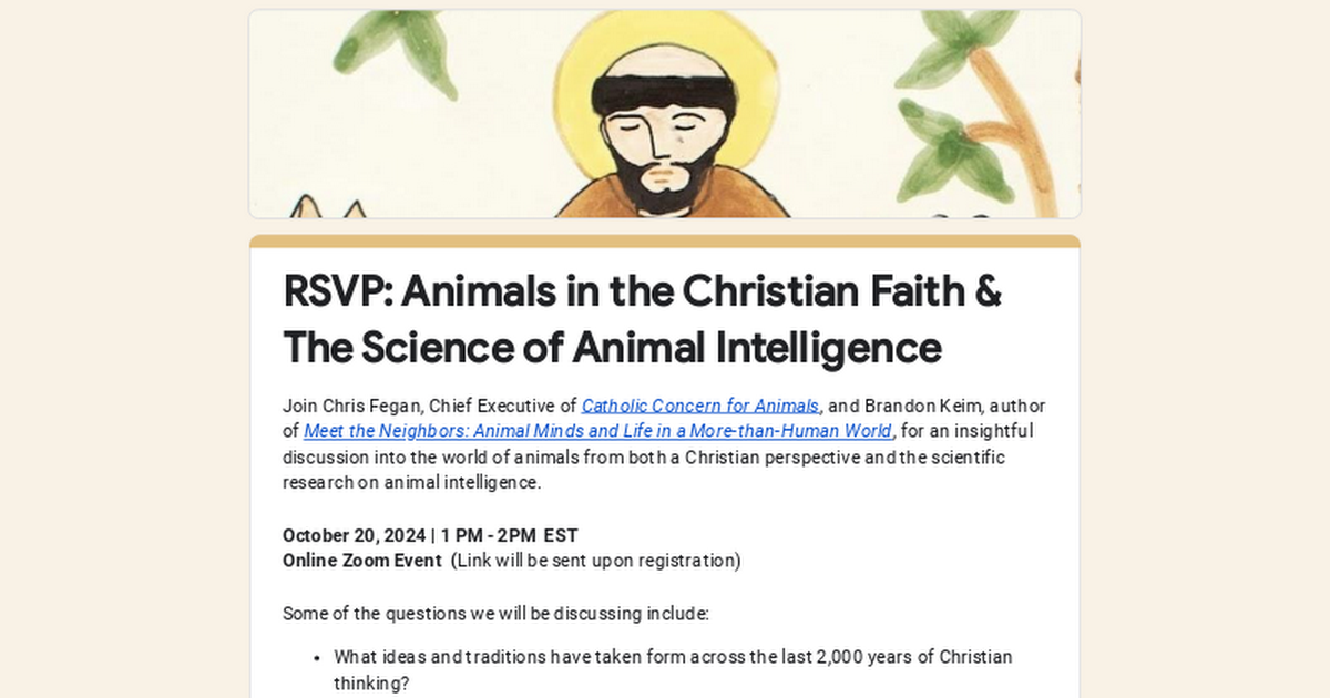 RSVP: Animals in the Christian Faith & The Science of Animal Intelligence thumbnail