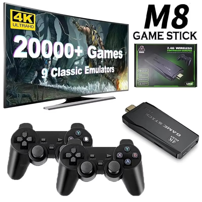 Console de Videogame com Controle Sem Fio, Mini Jogador de Jogo Portátil, Embutido 20000 Jogos, TV Stick, 4K HD, Retro thumbnail