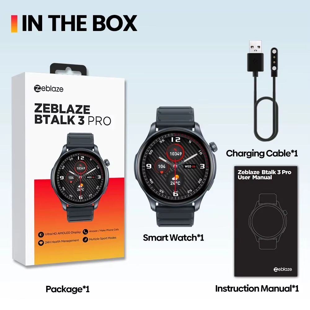 Zeblaze-Smartwatch Btalk 3 Pro, Display AMOLED de 1,43 ", Chamadas Telefônicas Bluetooth, Rastreamento de Saúde e Fitness, Novo thumbnail