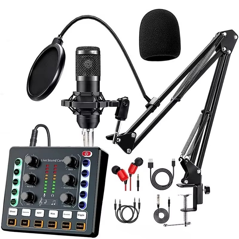 BM-800 Recording Studio Package com Voice Changer,Live Sound Card, Interface de áudio para Live Streaming, YouTube, TikTok thumbnail