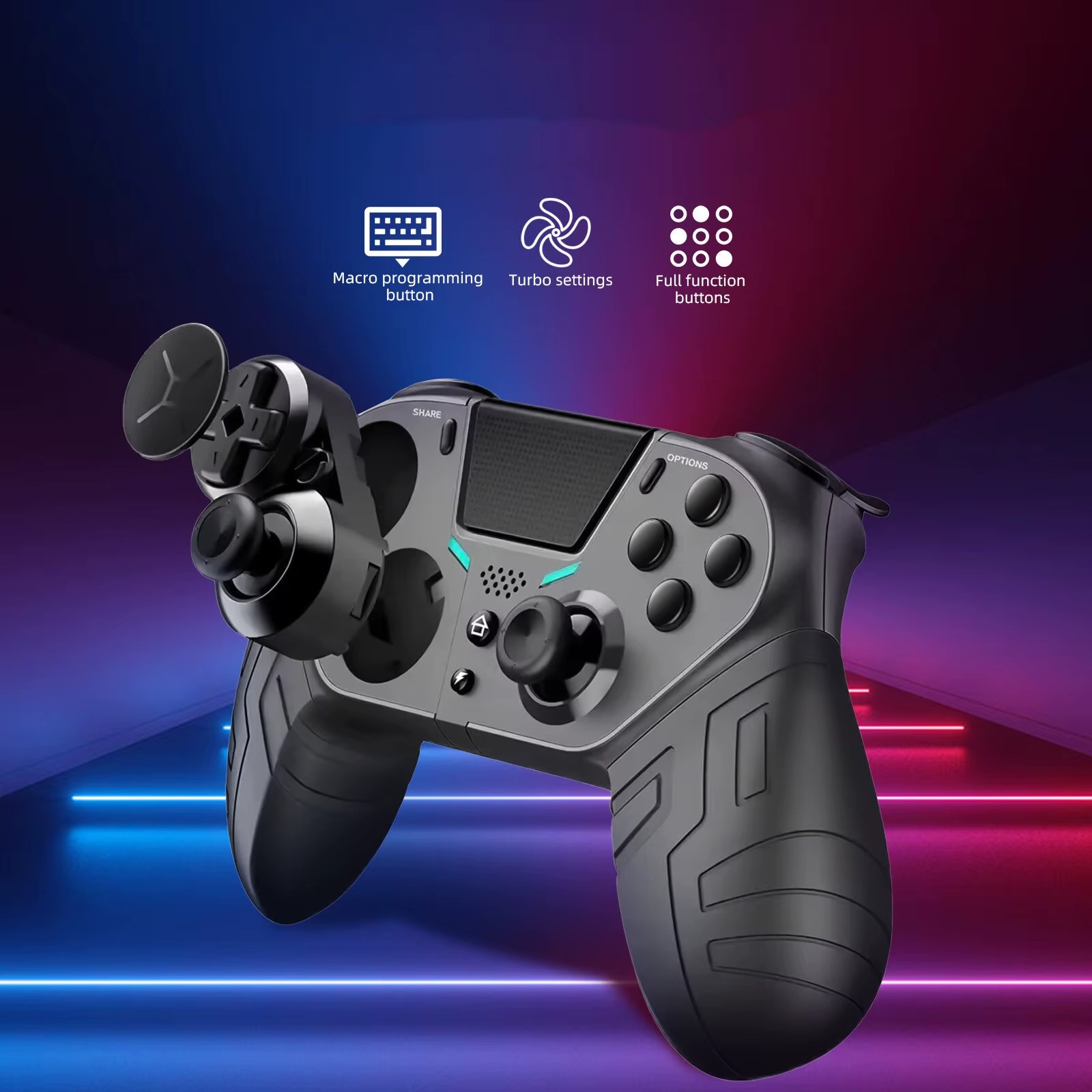  PS4 Controlador Sem Fio Dupla Vibração Bluetooth Gamepad Função Turbo Programável Para PS4 Console Android IOS PC Joystick thumbnail
