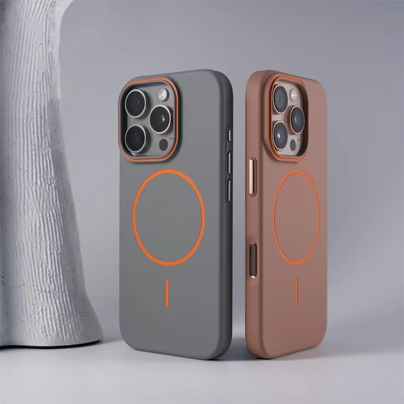 Ultrafino hit cor magnética caso de telefone para iphone 16 15 14 plus 13 12 pro max magsafe carregamento sem fio fosco pc proteger capa thumbnail