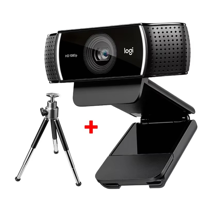 Logitech-webcam c922 pro, full hd 1080p, 30fps, com foco automático, microfone embutido, para reunião com tripé, 100% origina thumbnail