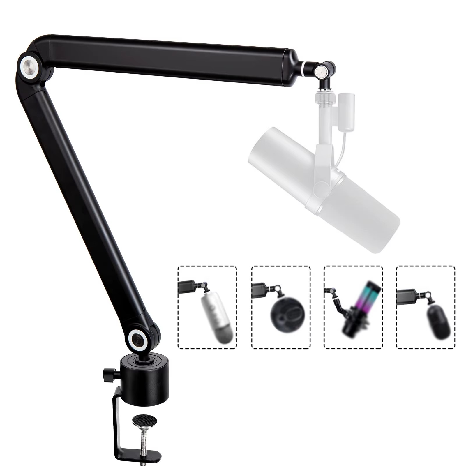 Suporte de microfone de suspensão pesada ajustável para sm7b k688 k658 am8 microfone condensador estúdio de gravação suporte de braço de tesoura thumbnail