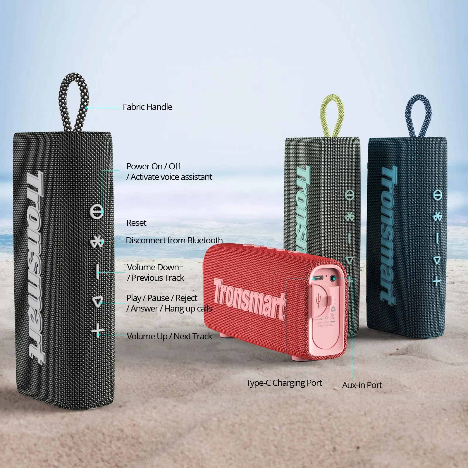 Tronsmart Trip Alto-falante Bluetooth Dual-Driver, IPX7 impermeável, Estéreo sem fio verdadeiro para exterior thumbnail