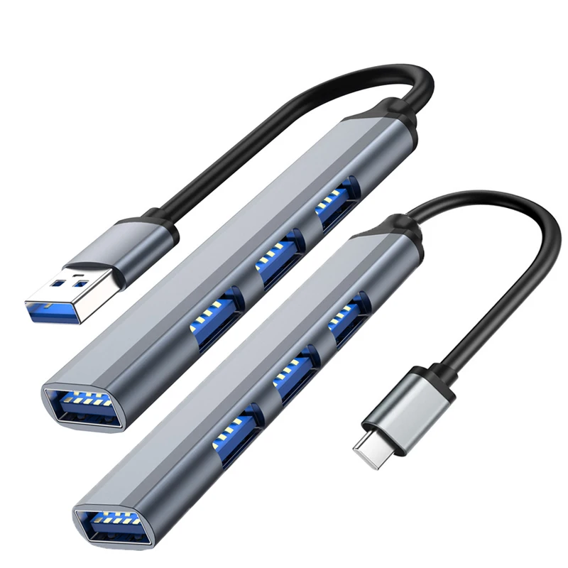 Adaptador Multi Splitter USB 3.0 2.0, 4 Portas, USB 3.0, Tipo C, 3.1, OTG thumbnail