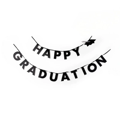 Black and White Happy Graduation Banner by Bonjour Fete thumbnail