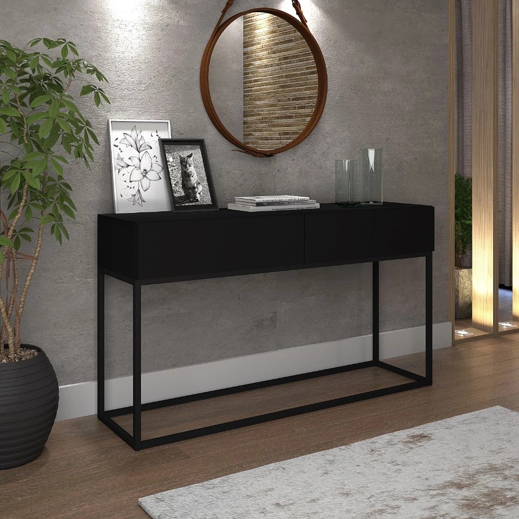 Aparador com gaveta base de ferro buffet moderno Eros 110cm thumbnail