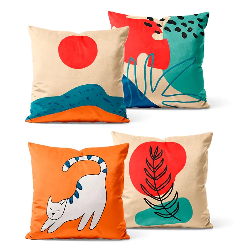 Kit 4 Capas de Almofadas Decorativas 45x45 - Geometric Cat thumbnail