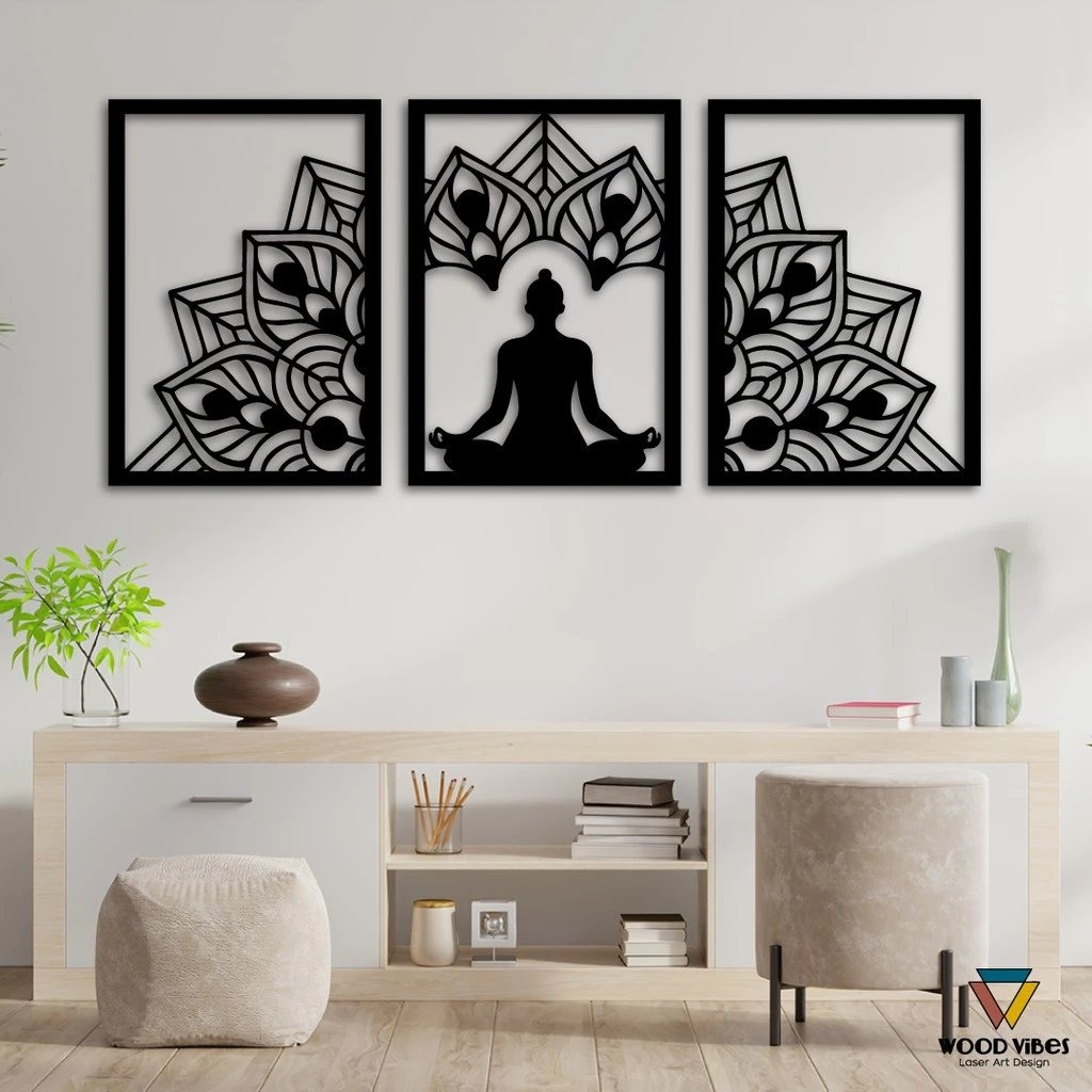 Kit Quadros Mandala Meditação Vazada Decorativa  thumbnail