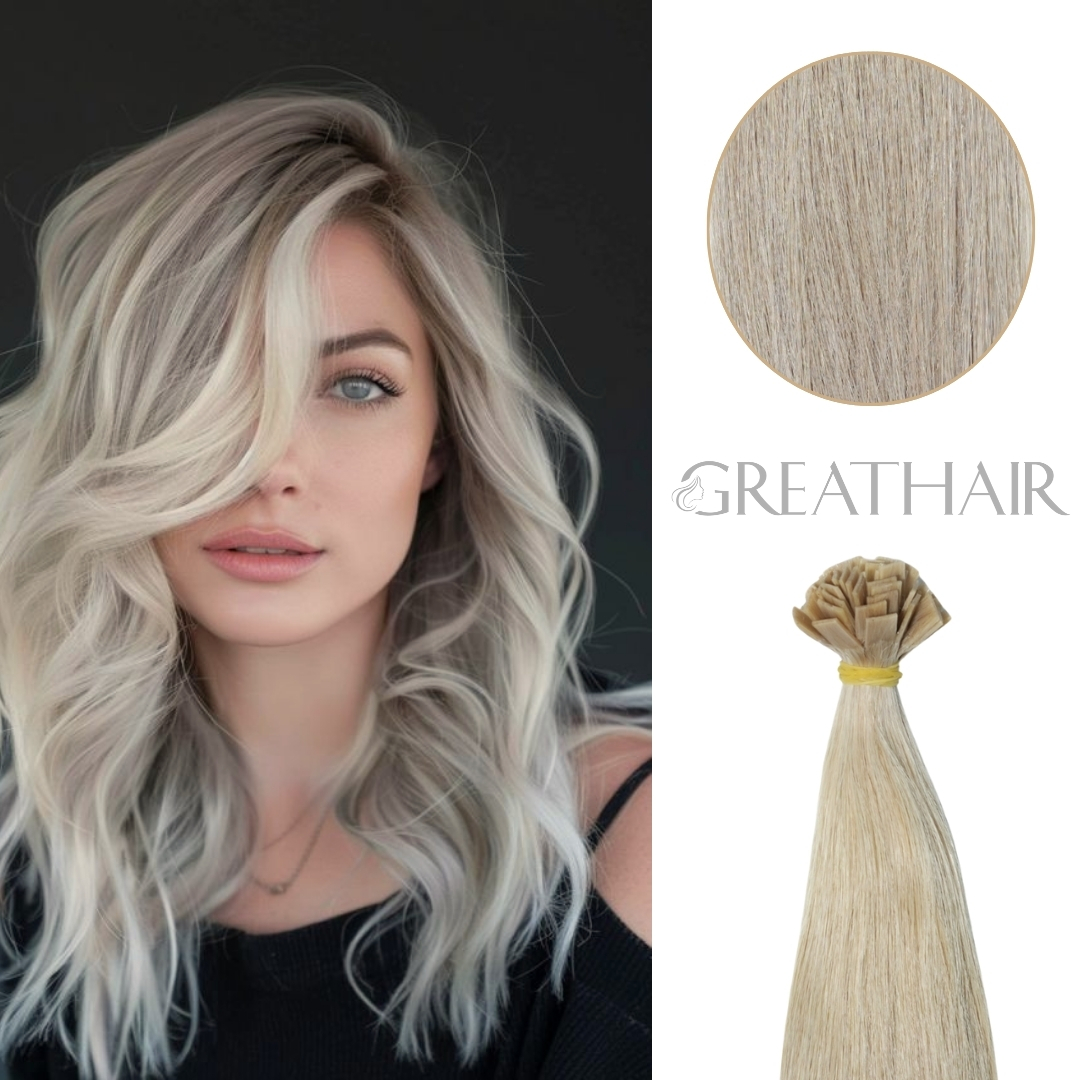 613 ASH Color Straight Flat Tip Hair Extensions | Hair Extensions Human Hair, Clip In & Tape In Hair Extensions, Great Hair - Hair Manufacturer thumbnail