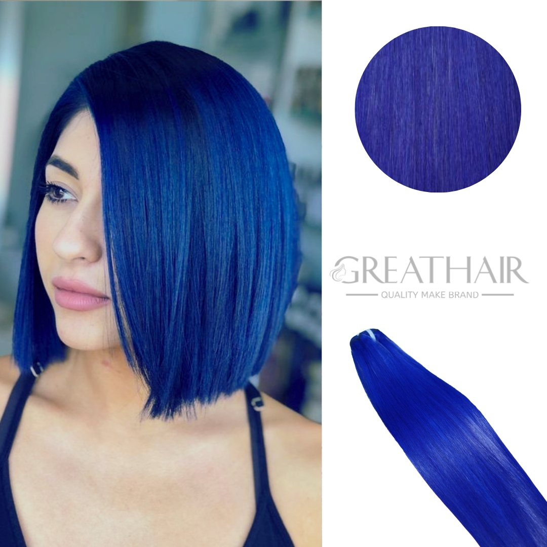 Blue Color Straight Weft Hair Extensions | Hair Extensions Human Hair, Clip In & Tape In Hair Extensions, Great Hair - Hair Manufacturer thumbnail