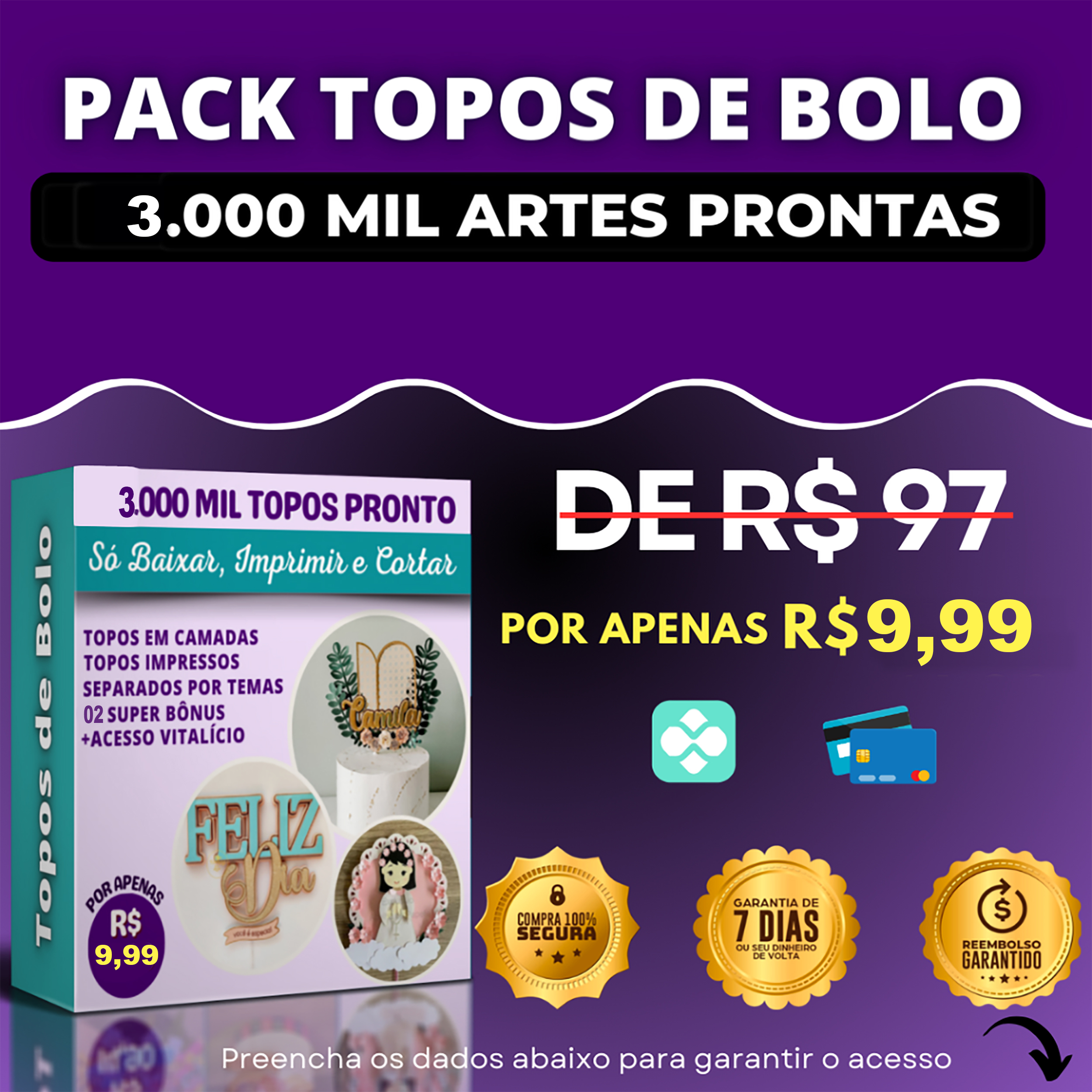 Pack 3000 Topos de bolo - Ana Carolina Campos Freire | Hotmart thumbnail