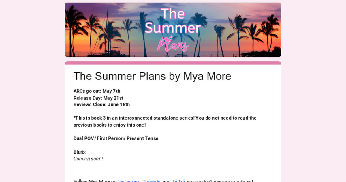 ARC sign ups for  The Summer Plans thumbnail