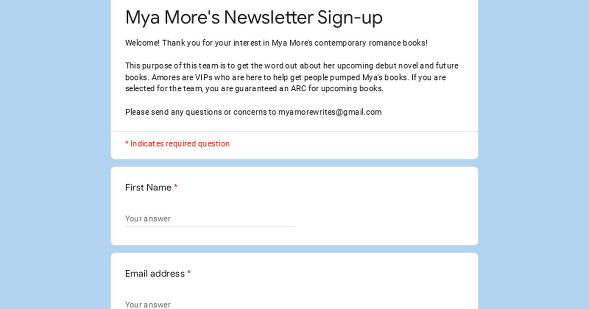 Mya More's Newsletter Sign-up thumbnail