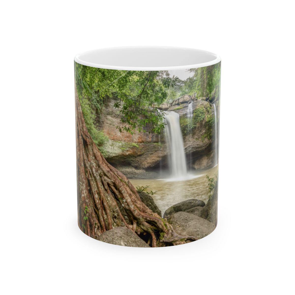 Nature-Inspired Ceramic Mug, Waterfall Scene Coffee Cup, Forest Lover Gift, Eco-Friendly Drinkware, Perfect for Nature Enthusiasts - $7.68 - Waterfalls Of Thailand thumbnail
