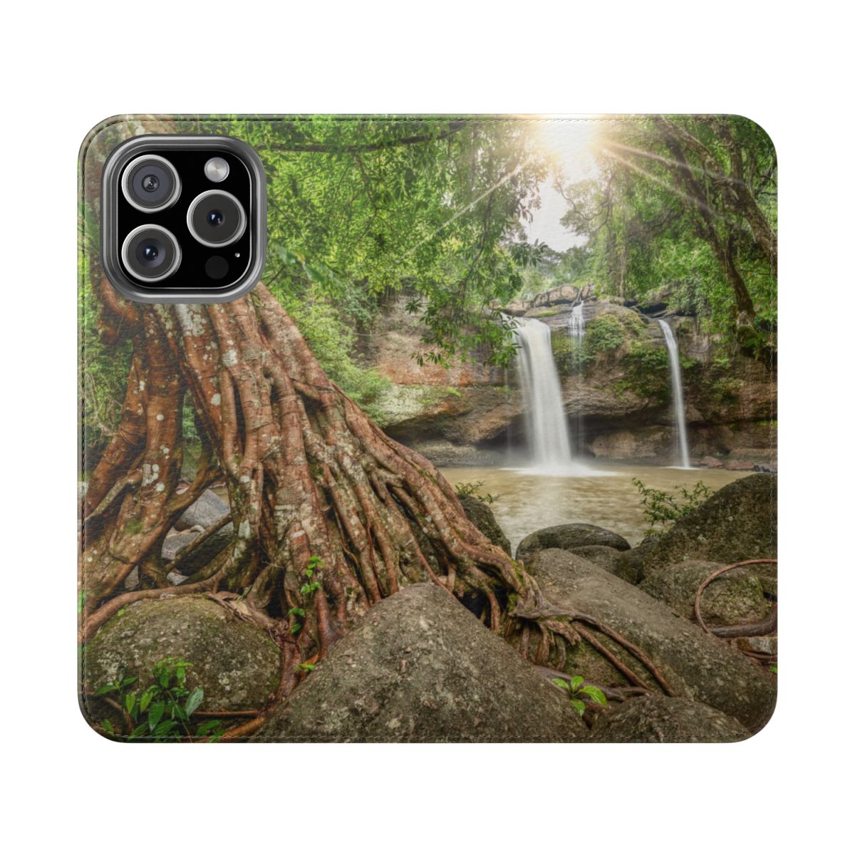 Nature-Inspired Flip Cases for Phones, Eco-Friendly Phone Accessories, Waterproof Bag, Nature Photography Gift, Personalized Phone Case - $35.68 - Waterfalls Of Thailand thumbnail