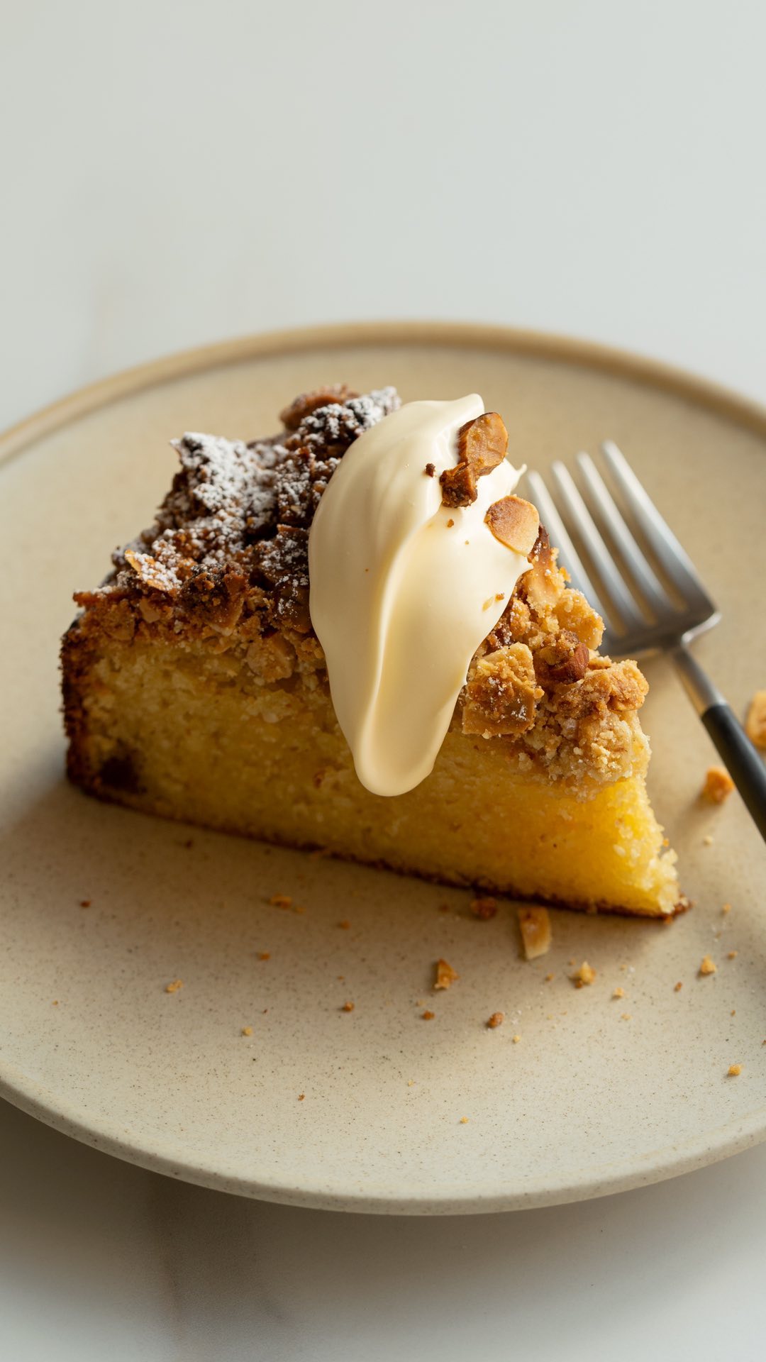 NEW RECIPE ✨😍 this streusel topping is honestly the star of this new VANILLA & ALMOND TEA CAKE. if you’re a fan of textu