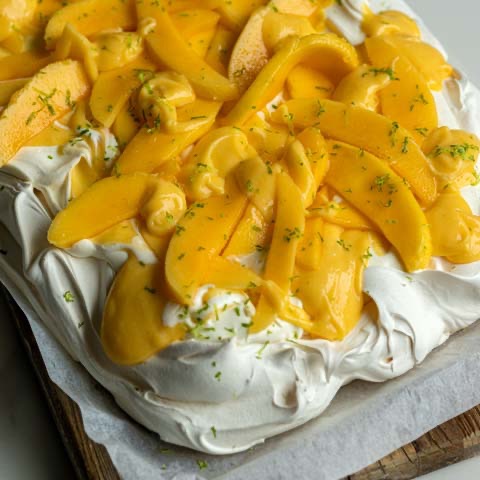 Fresh Mango & Mango Curd Sheet-Style Pavlova thumbnail
