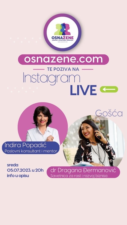 Treći u seriju live na Instagram profilu naše @indira.popadic .
Sreda. U 20h.
Gošća @gagadjermanovic, vodič kroz razvoj 