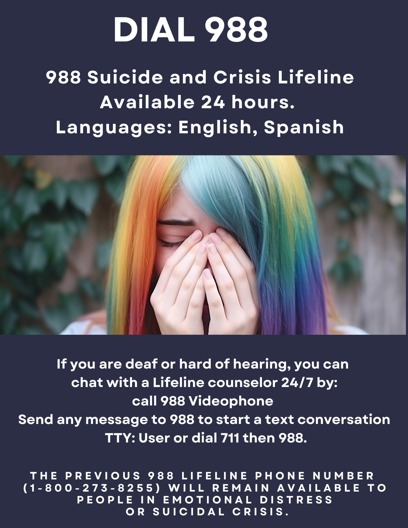 988 Suicide and Crisis Lifeline Hours: Available 24 hours. Languages: English, Spanish thumbnail