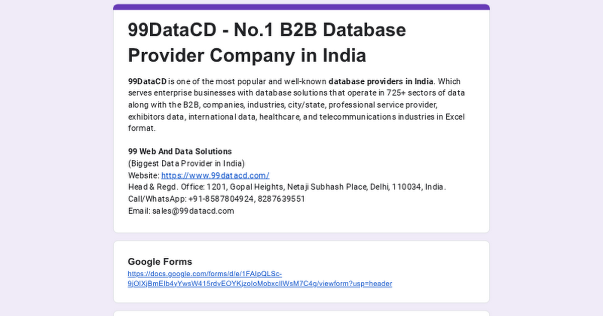 99DataCD - No.1 B2B Database Provider Company in India thumbnail