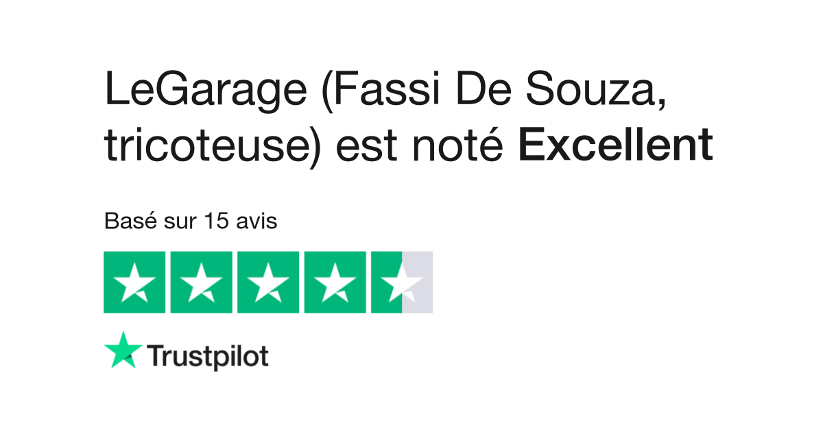 LeGarage (Fassi De Souza, tricoteuse) est noté « Excellent » avec 4,4 / 5 sur Trustpilot thumbnail