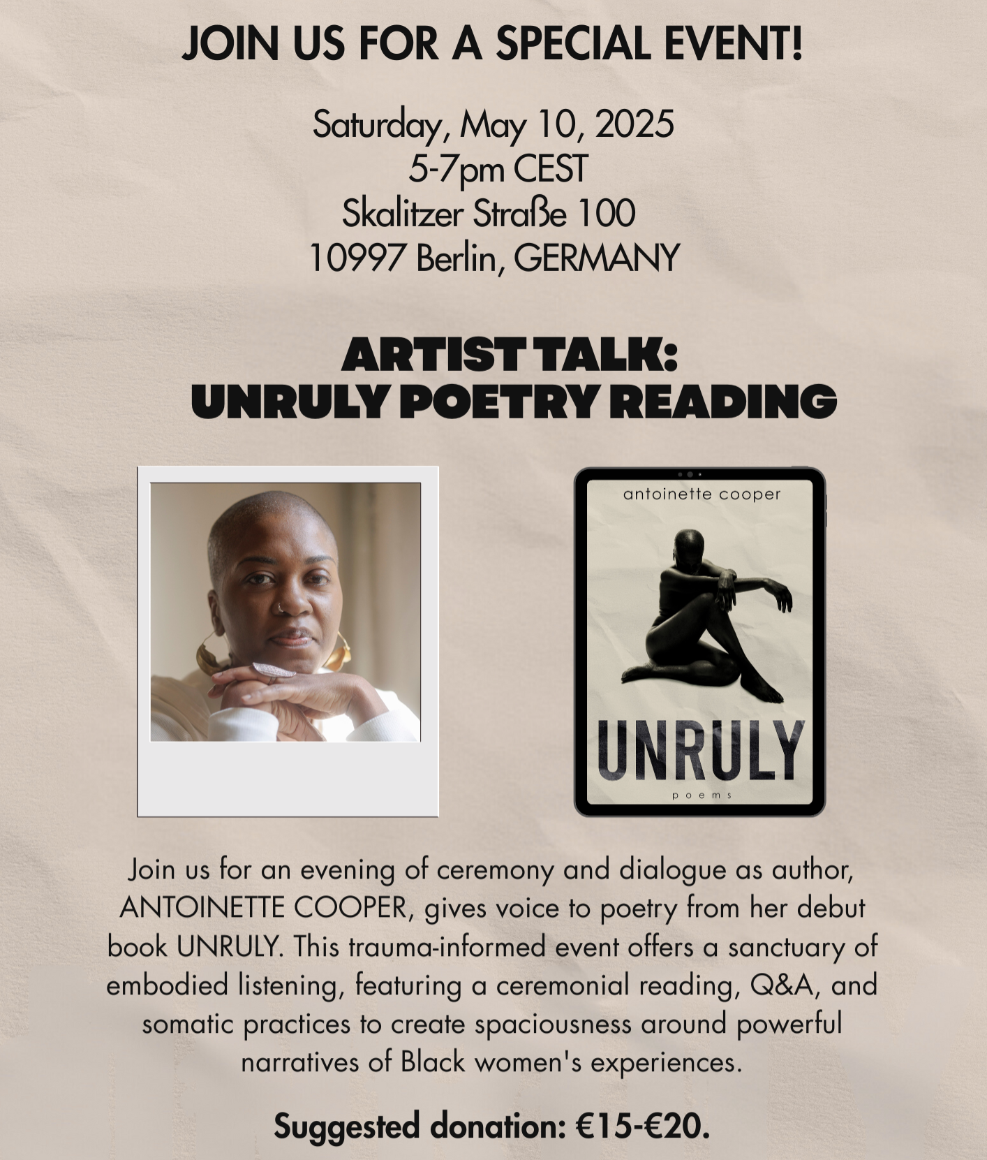 RSVP for UNRULY Poetry Reading / May 10, 2025 / Berlin, Germany thumbnail