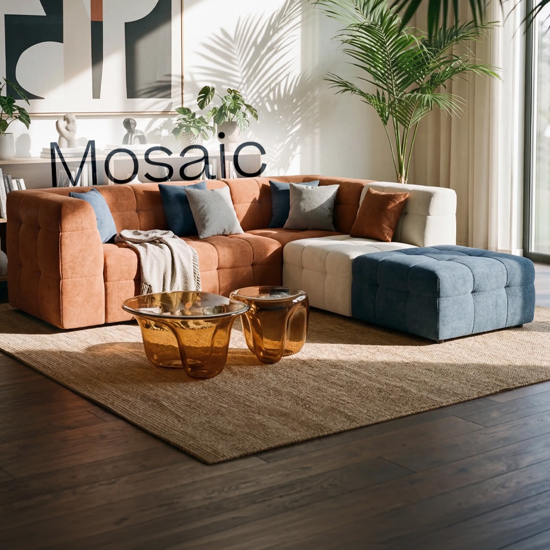 Mosaic canapé modulable en bouclé thumbnail
