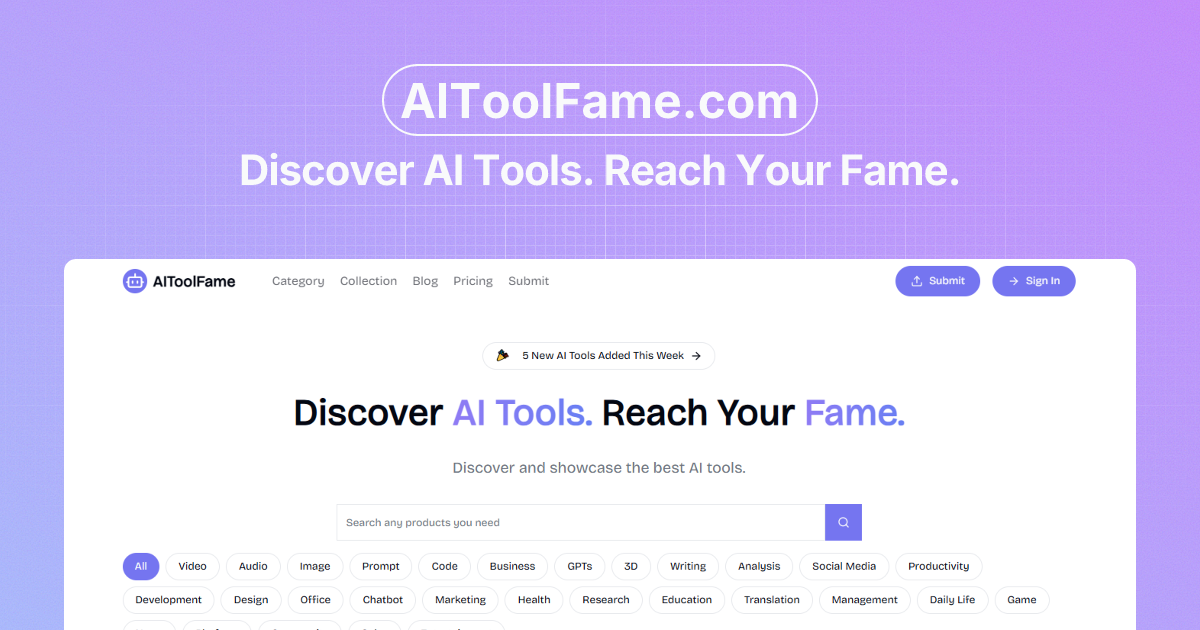 AIToolFame - Popular AI Tools Directory - AIToolFame thumbnail