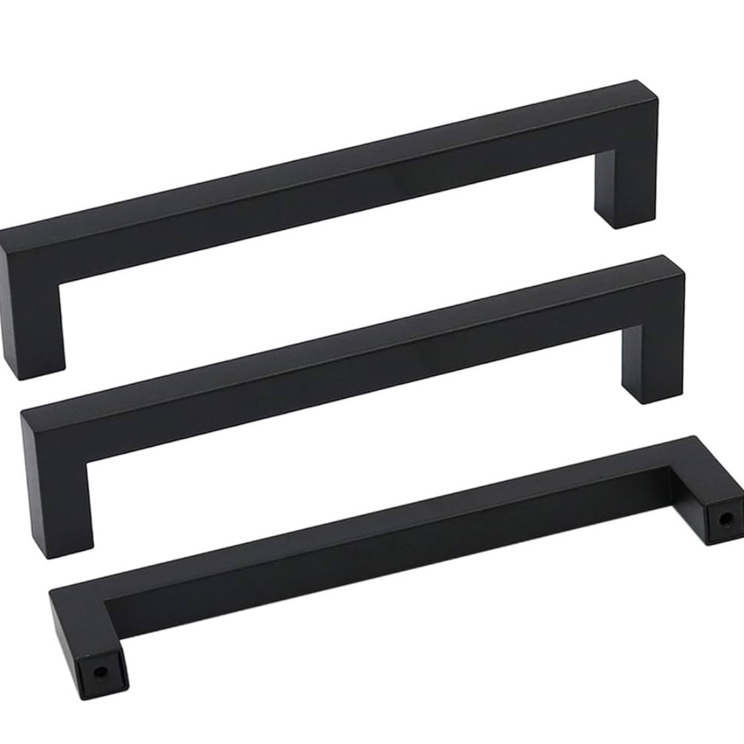 goldenwarm 30 Pack Black Square Bar Cabinet Pulls 6-1/4in Black Drawer Handles Stainless Steel Modern Hardware for Kitchen and Bathroom Cabinets Cupboard - Amazon.com thumbnail