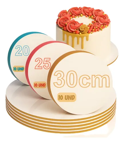 30 Cake Board 10 Unid 20cm, 10 Unid 25cm E 10 Unid 30cm. Branco thumbnail