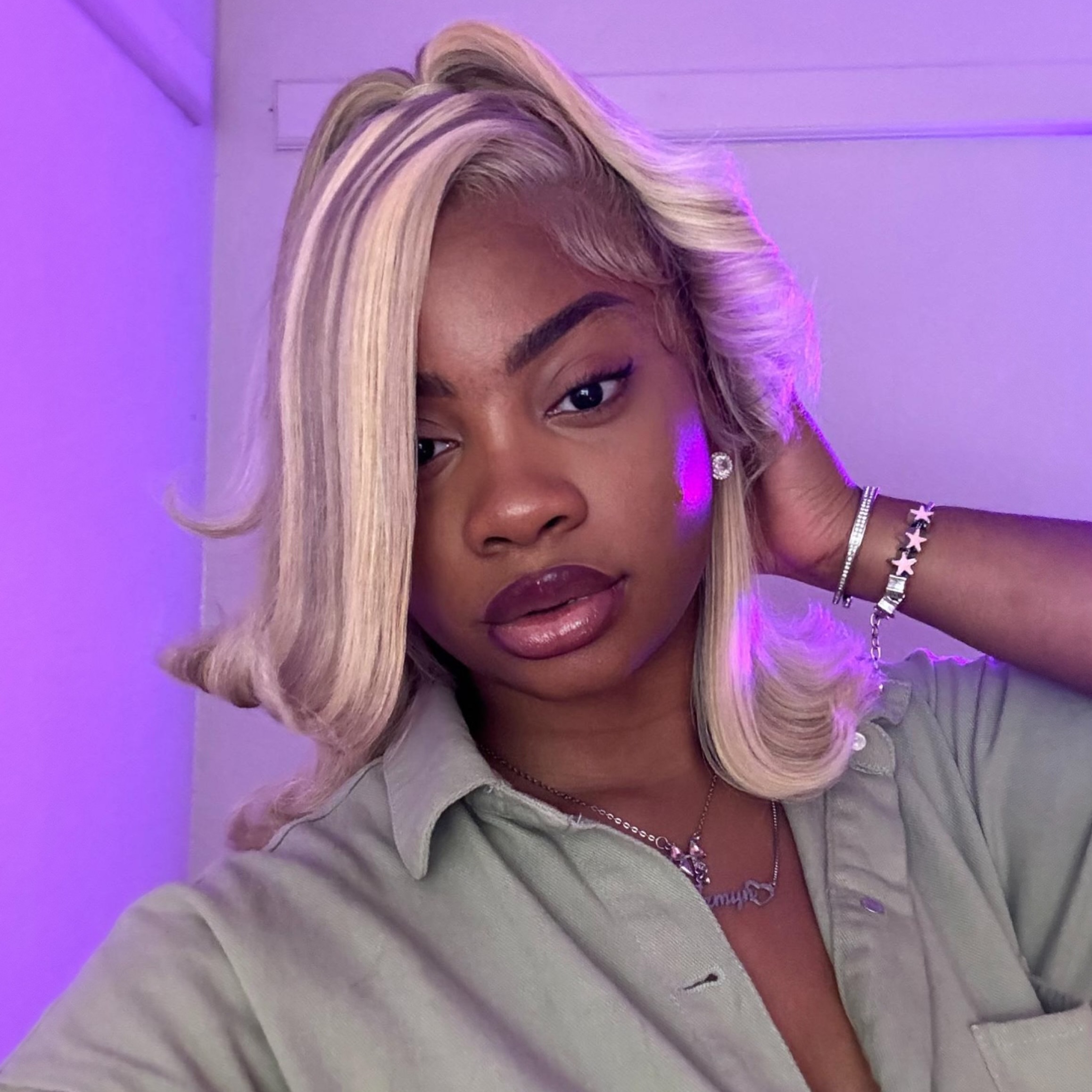 ♡ 13x4 Blonde Highlighted 14in Frontal | Megalook Hair thumbnail