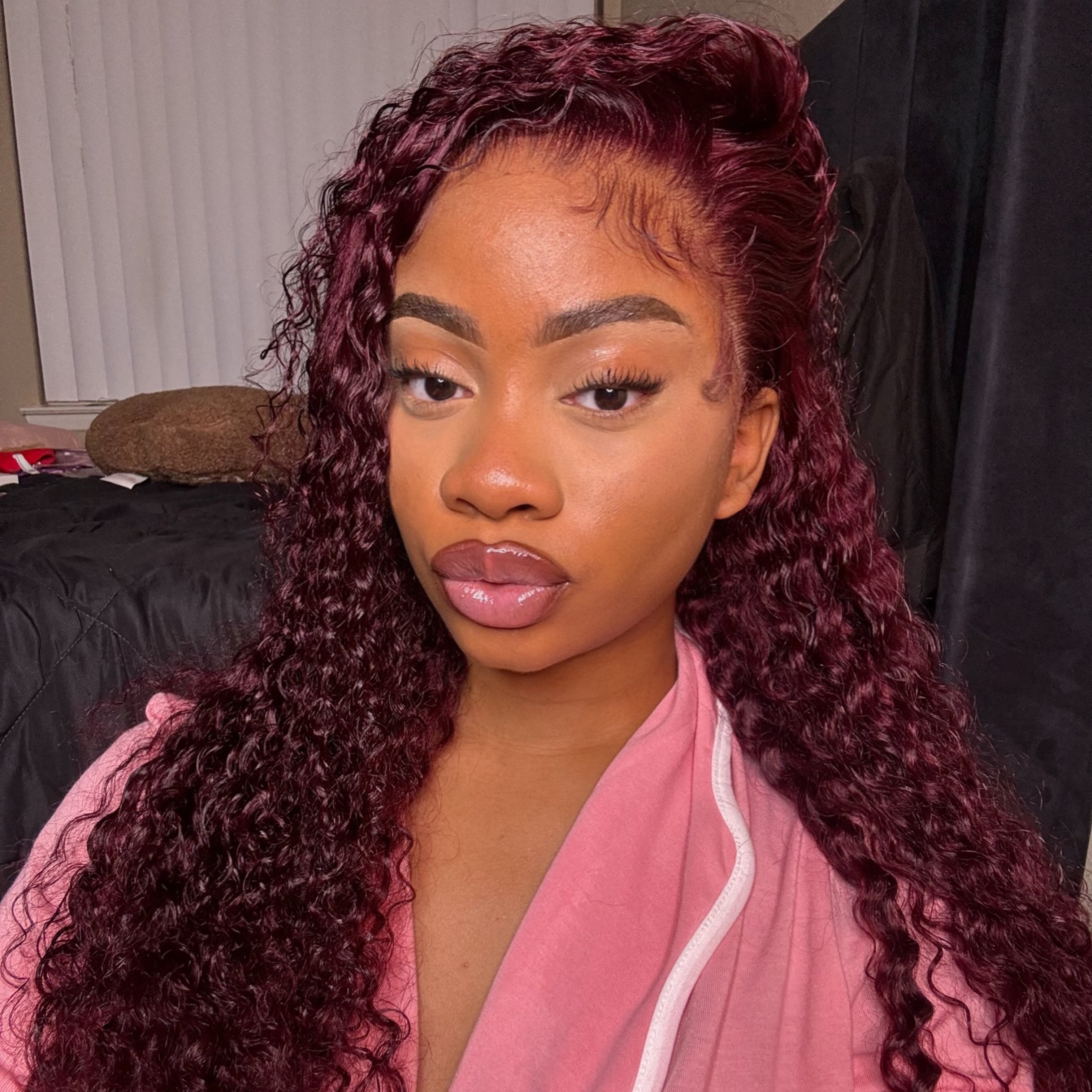 ♡ Burgundy 13x4 Deep Wave HD Frontal | Megalook Hair thumbnail