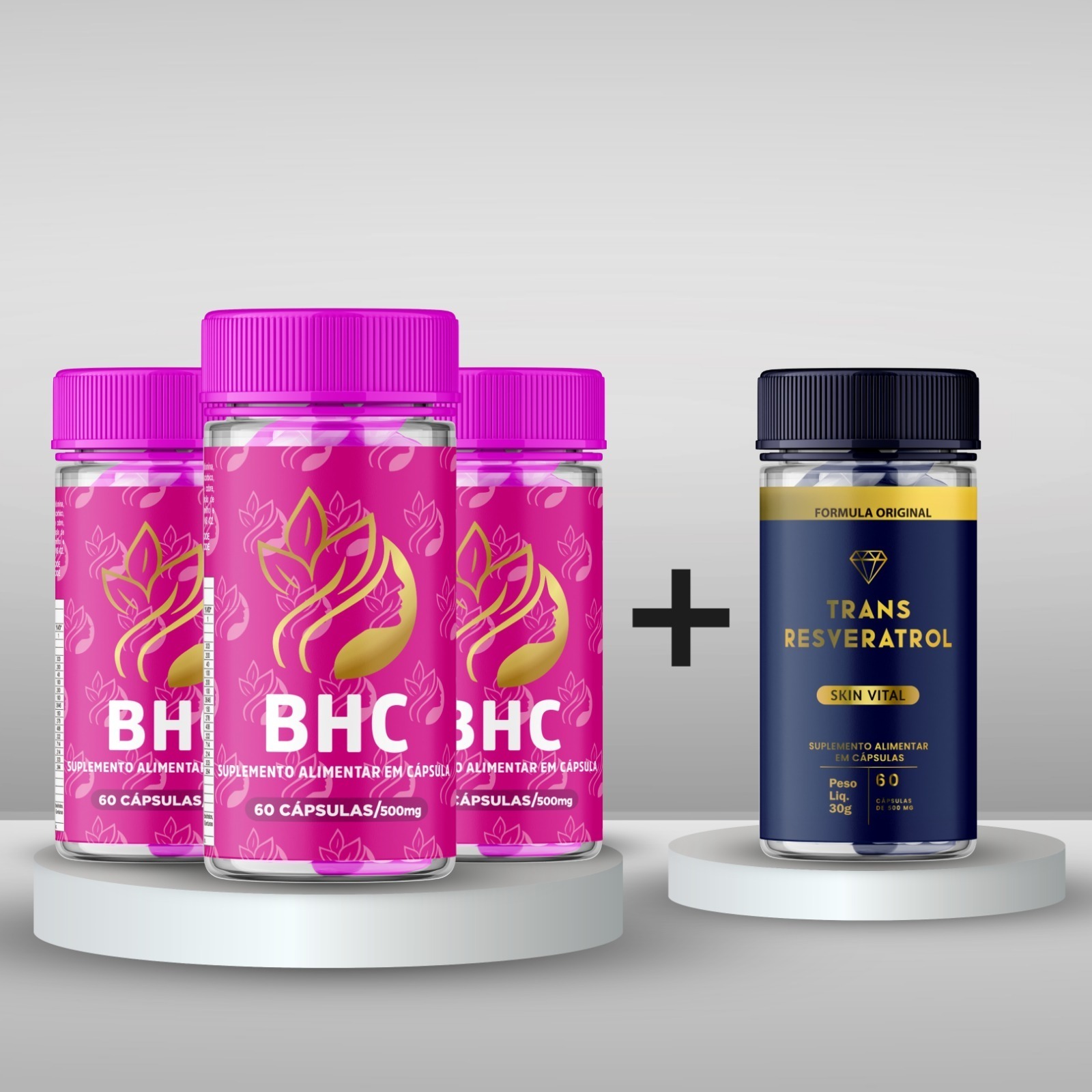  3 frascos  BHC + 1 frasco Skin vital  HIDRATAÇÃO PROFUNDA DA PELE E PROTEÇÃO CONTRA O ENVELHECIMENTO  thumbnail