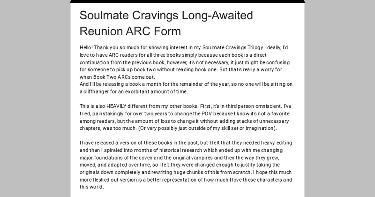 Soulmate Cravings Trilogy ARC Form thumbnail