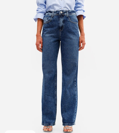 Calça wide leg com brilhos thumbnail