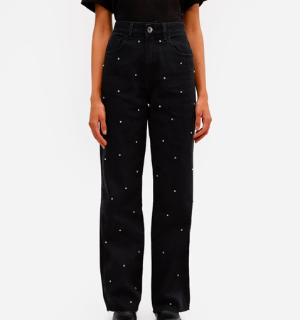 Calça jeans preta com brilho thumbnail