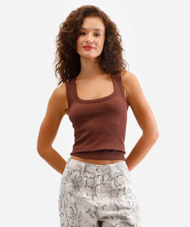 Regata marrom básica canelada thumbnail