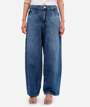 Calça jeans com brilho frente/verso thumbnail