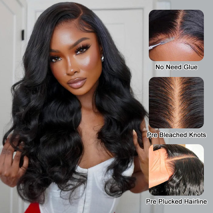 Glueless Ocean Wave Human Hair HD Lace Wig Bleached Knots Middle/Side Part 8x5 Pre Cut Lace Ready To Go Wig Special Offer thumbnail