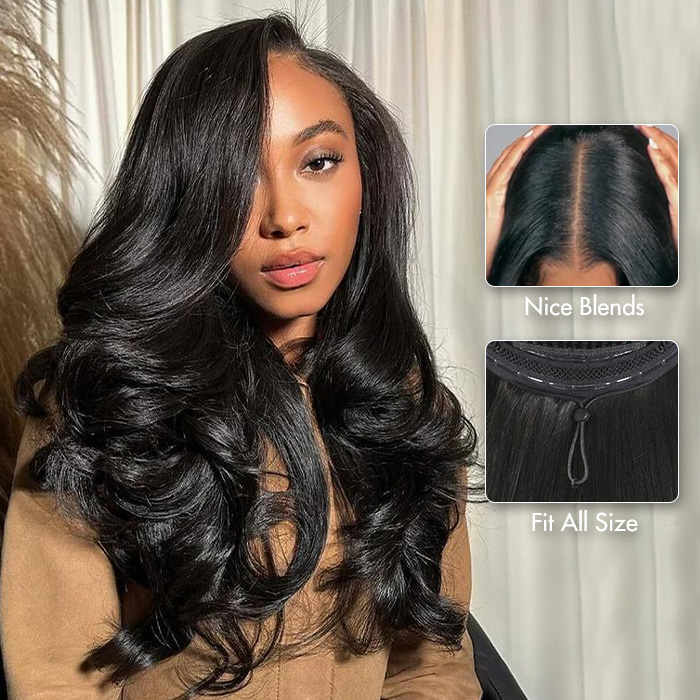 Celie Hair Yaki Pre-layered 90’s Blowout Haircut 6×5 C Natural Part Pull Go Glueless Wig 180% Density thumbnail