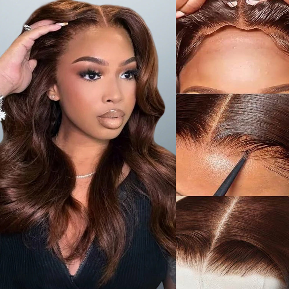 Megalook 13x6 Three-Go™ Brown Glueless Wigs Body Wave with Drawstring Human Hair Wig thumbnail