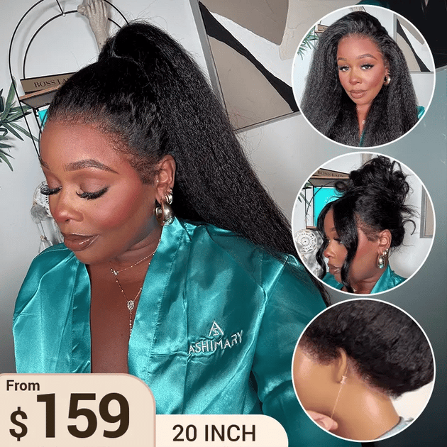 Glueless Newborn Hairline Invisi Strap 360 Skin Lace Frontal Kinky Straight Wig Pre-Everything Natural Look Human Hair Wig thumbnail