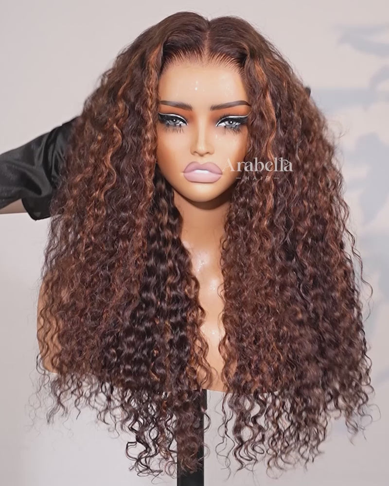 [LHI25 ] 25% OFF - Arabella 13x6 Three-Go™ Glueless Wig Dark Brown Highlights Burmese Cur thumbnail