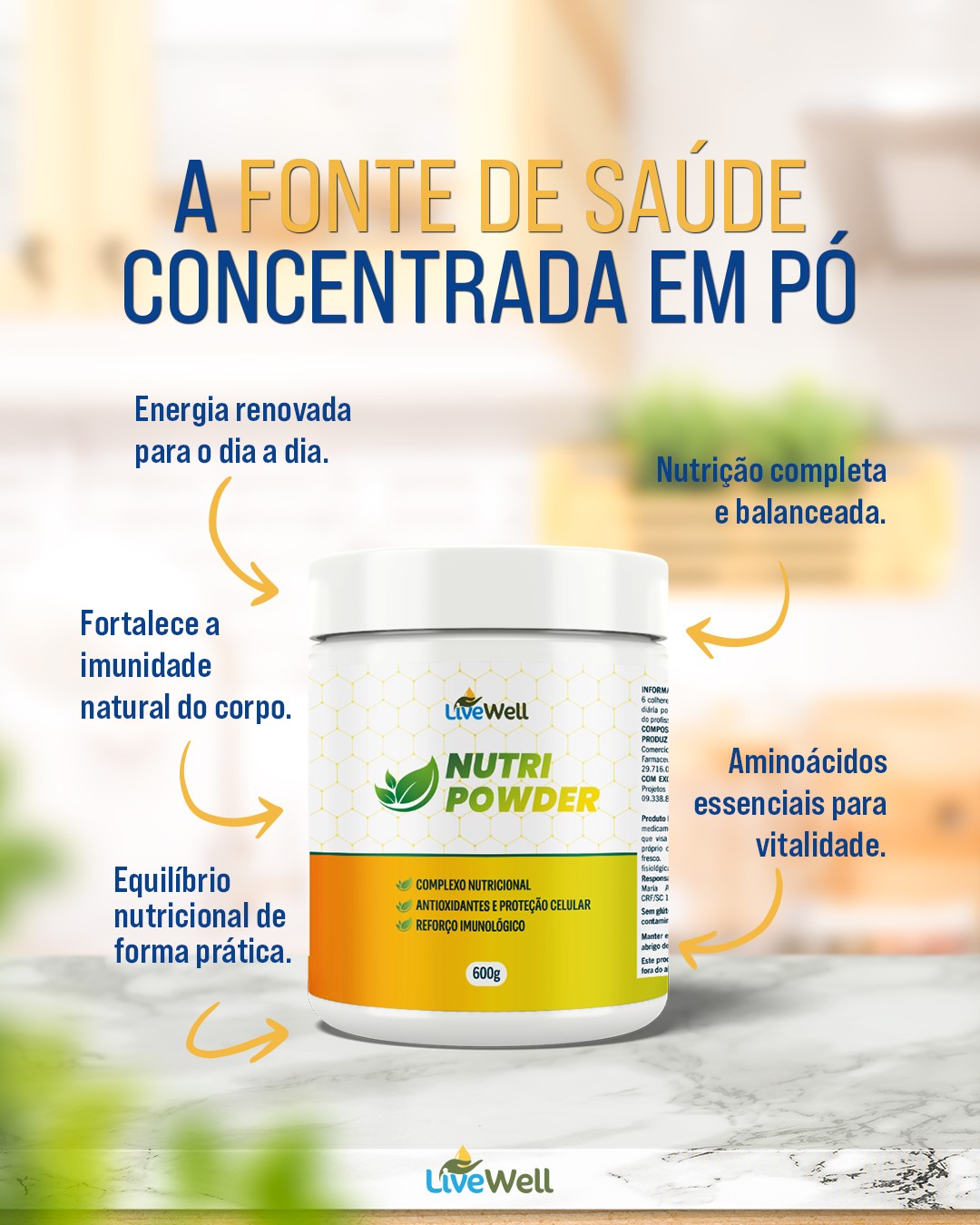 Desperte o poder da nutrição em pó! NutriPowder é uma fonte concentrada de saúde, livre de OGM, alérgenos, açúcares, glú